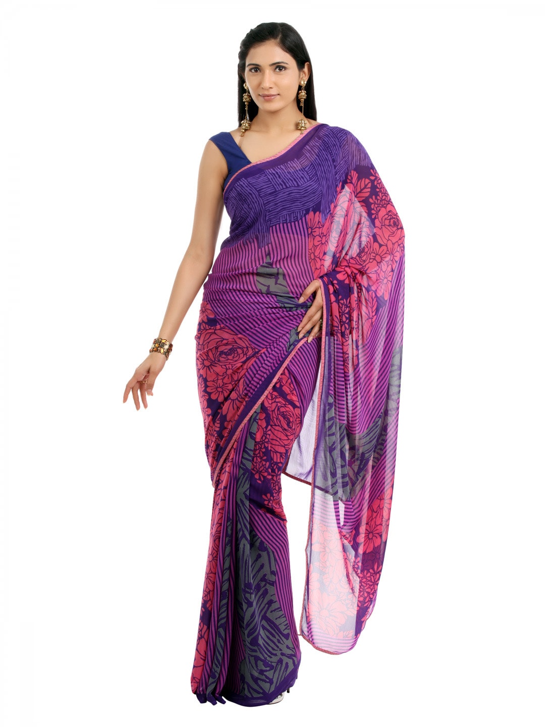 FNF Multi Coloured Printed Sari