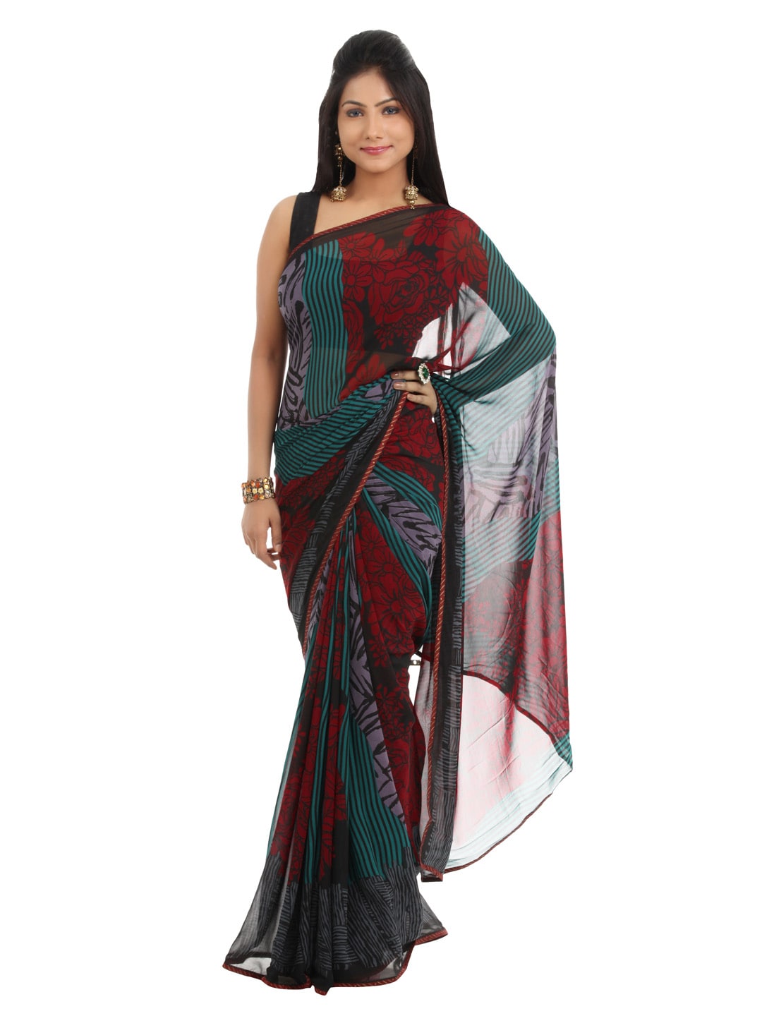 FNF Multi Coloured Printed Sari