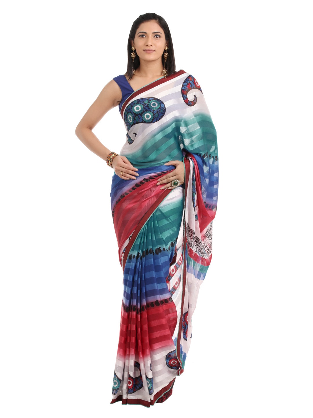 FNF Multi Coloured Printed Sari