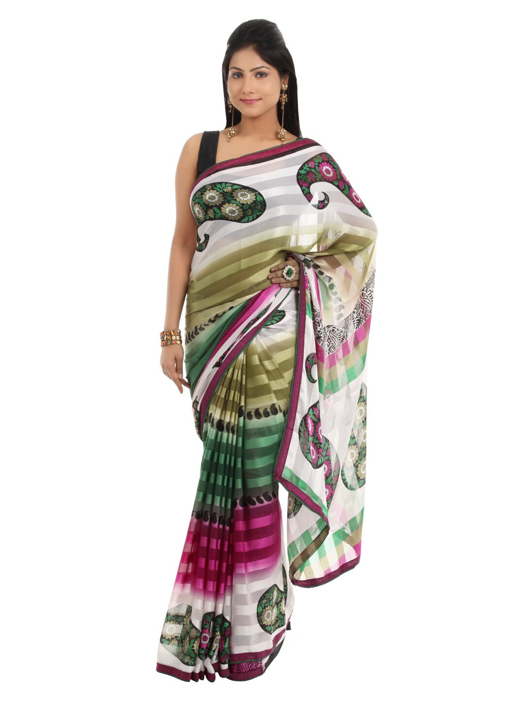 FNF Multi Coloured Printed Sari