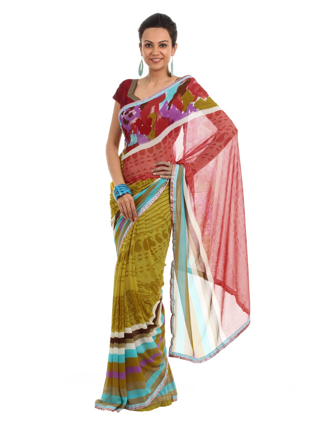 FNF Multi Coloured Printed Sari