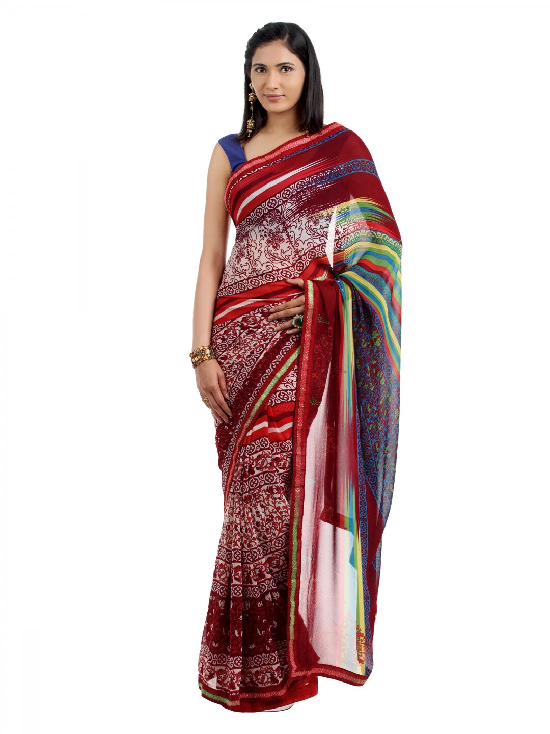 FNF Multi Coloured Printed Sari