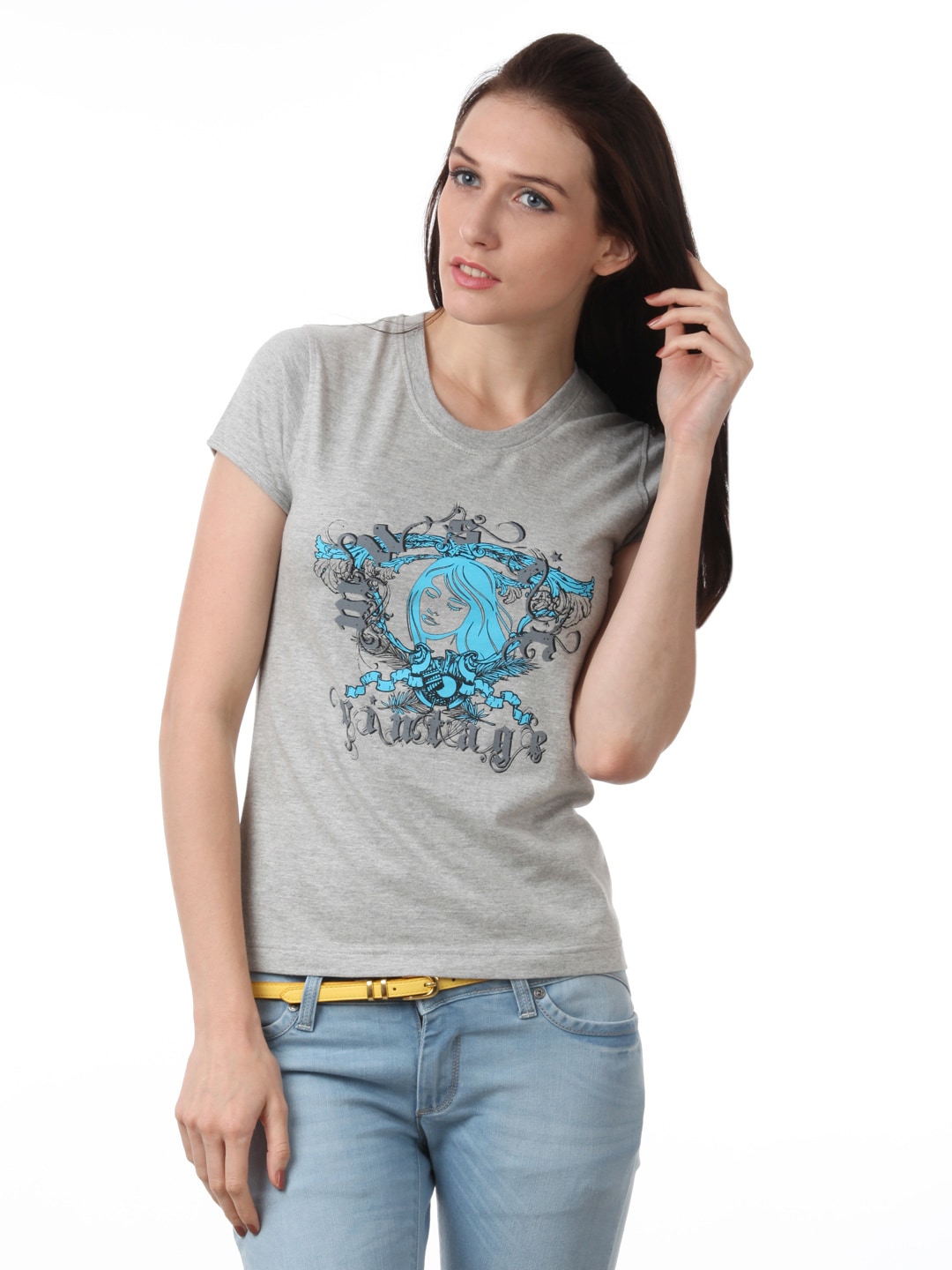 Myntra Women Grey T-shirt