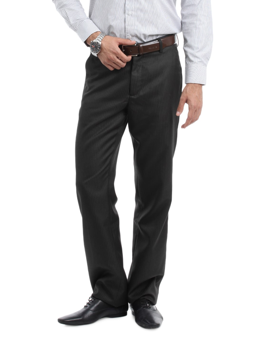 Mark Taylor Men Charcoal Grey Trousers