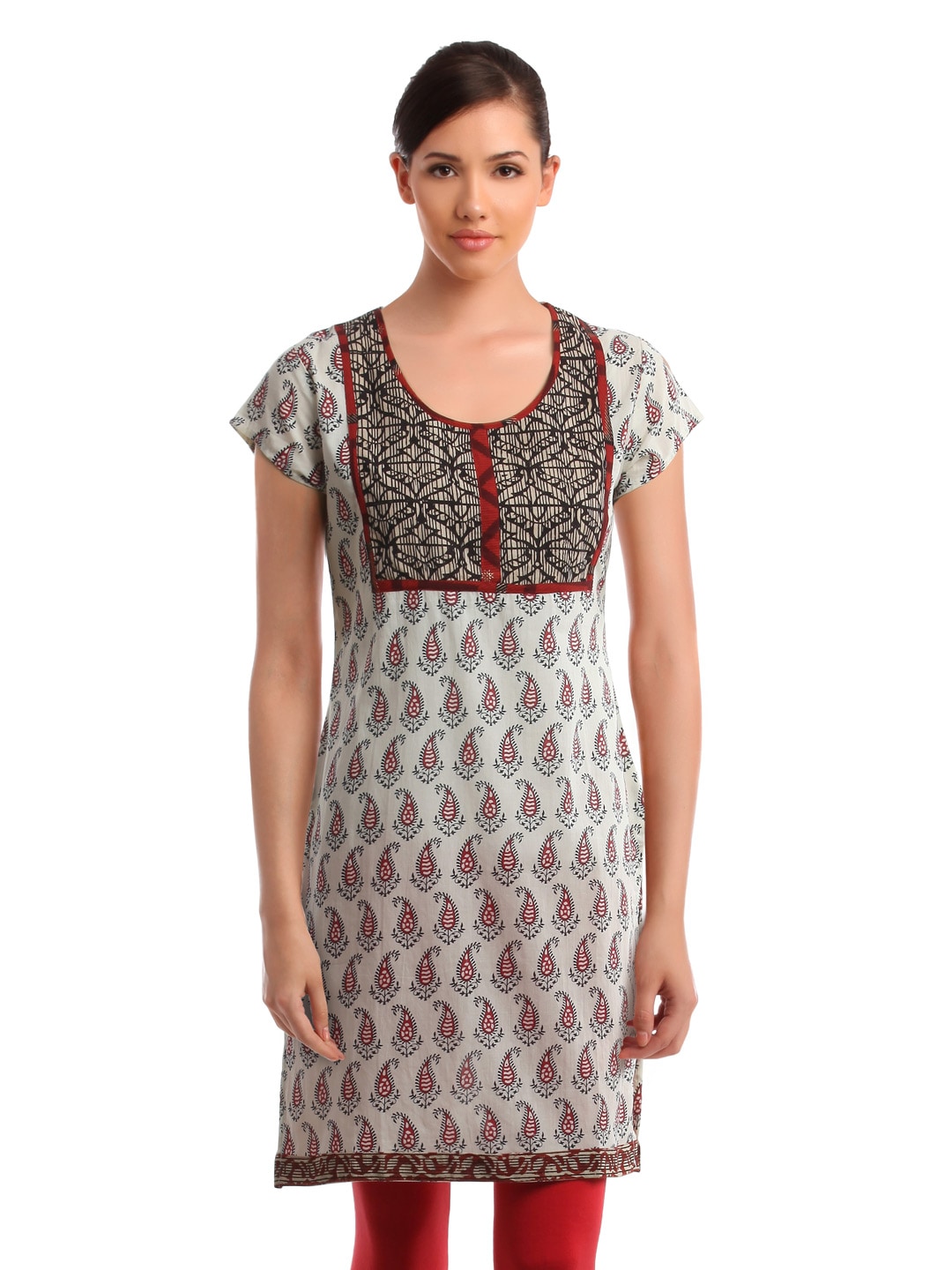 Alma Women Off White Printed Kurta