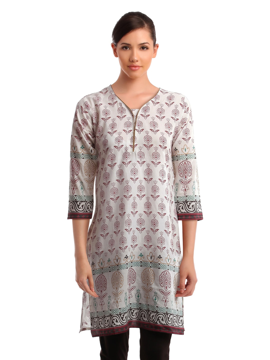 Alma Women Printed White Kurta