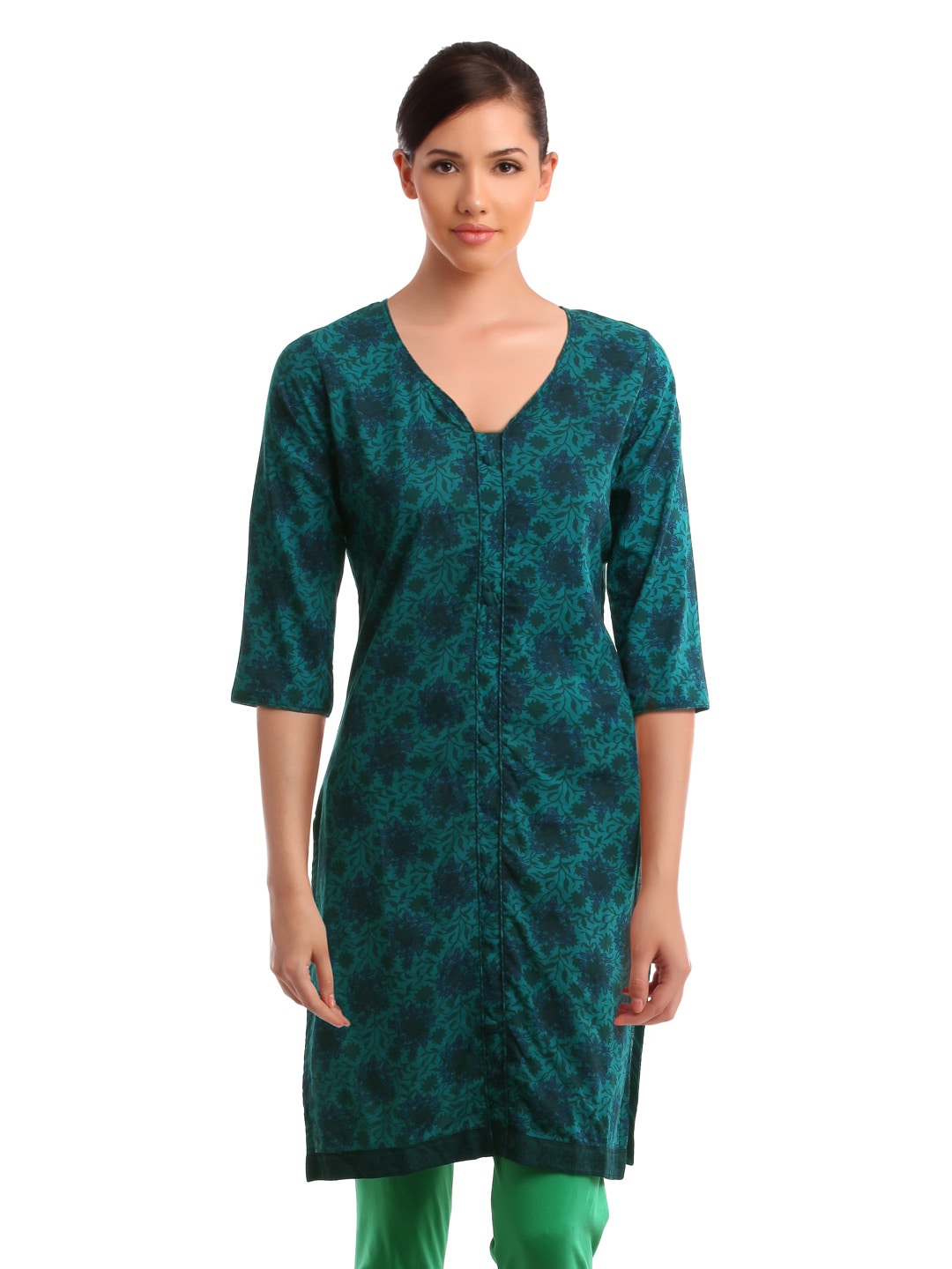 Alma Women Blue & Green Printed Kurta