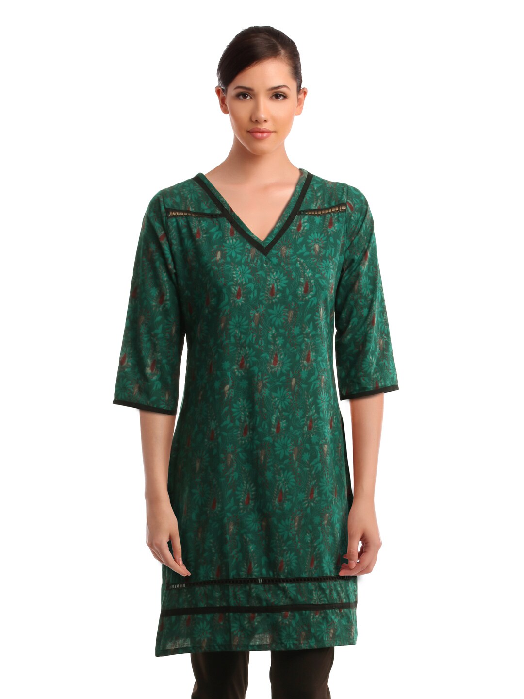 Alma Women Green Printed Kurta