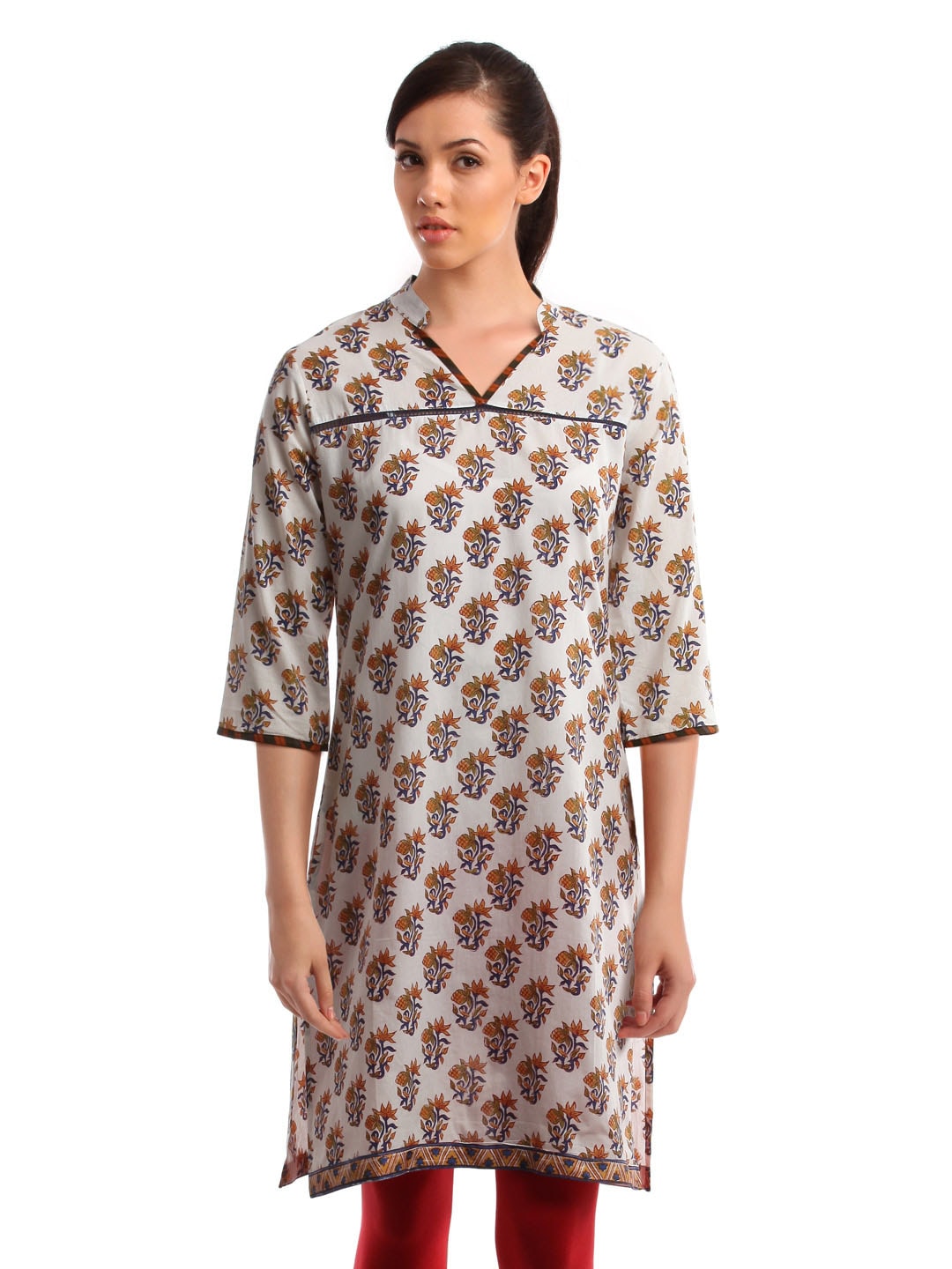 Alma Women Printed Off White Kurta