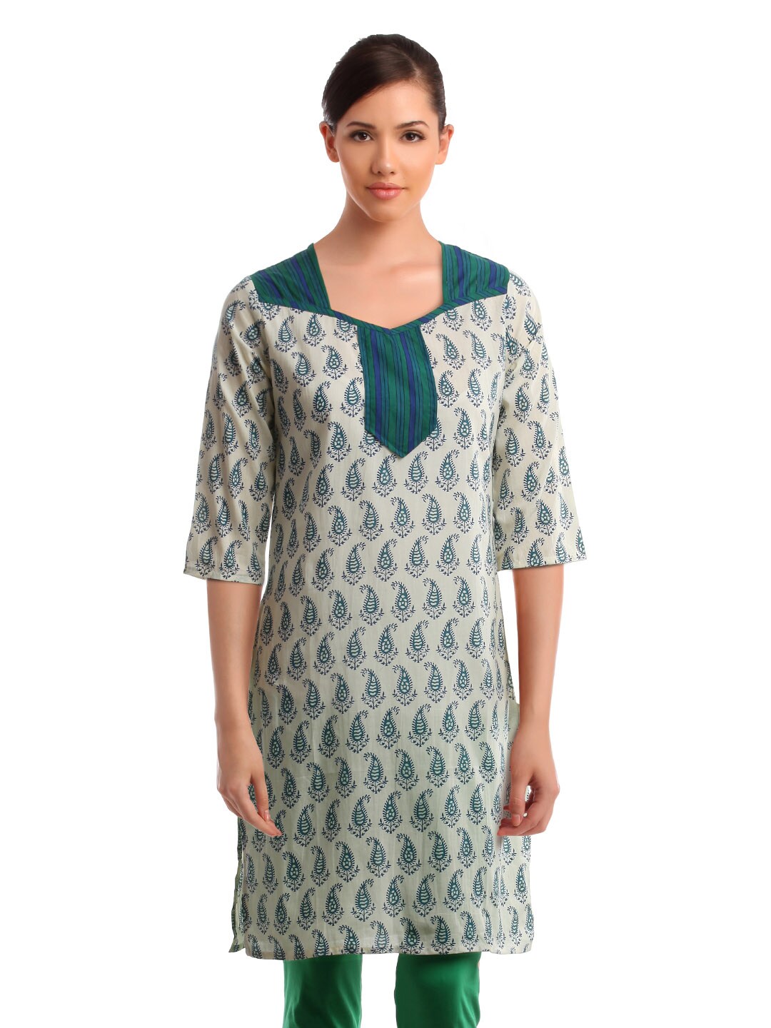 Alma Women Cream Printed Kurta