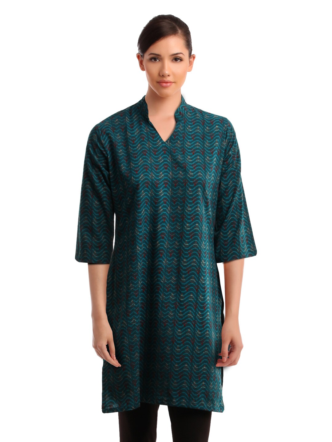 Alma Women Teal Printed Kurta