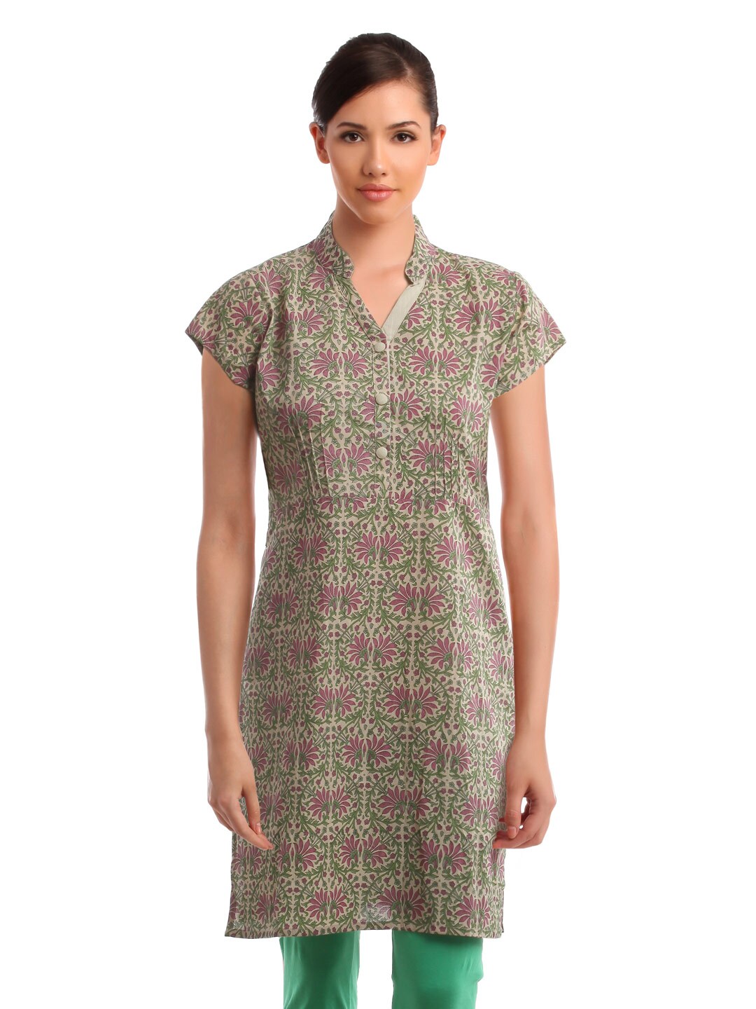 Alma Women Beige Printed Kurta