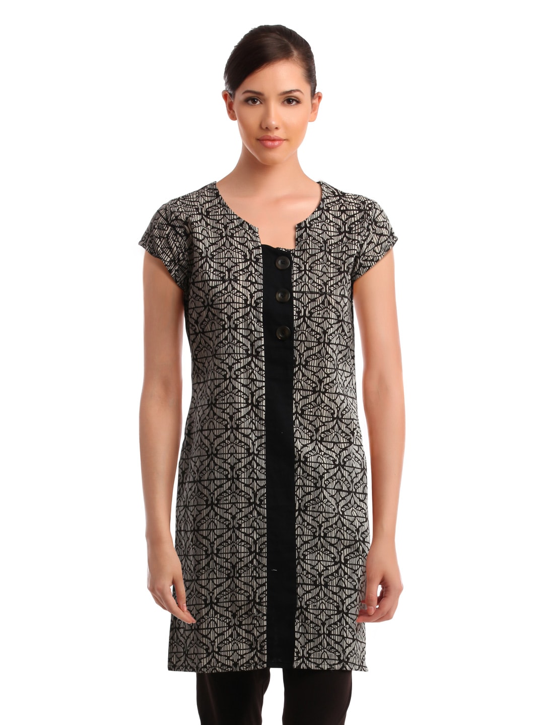 Alma Women Black Printed Kurta