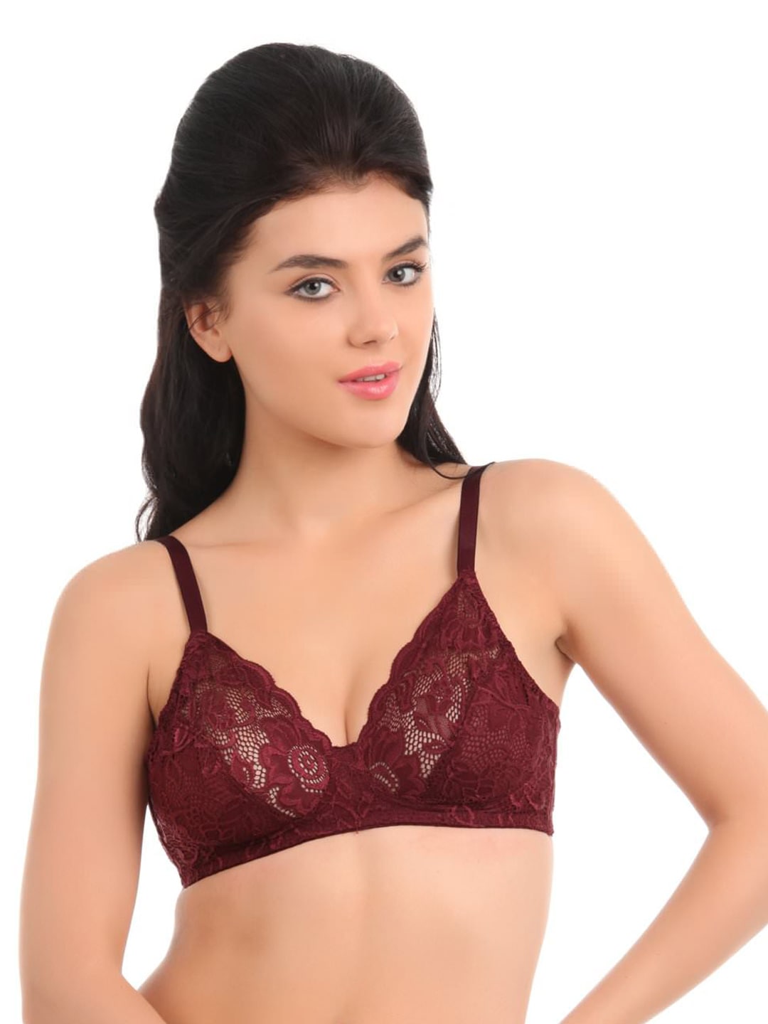 Amante Maroon Full-Coverage Lace Bra BCLC12