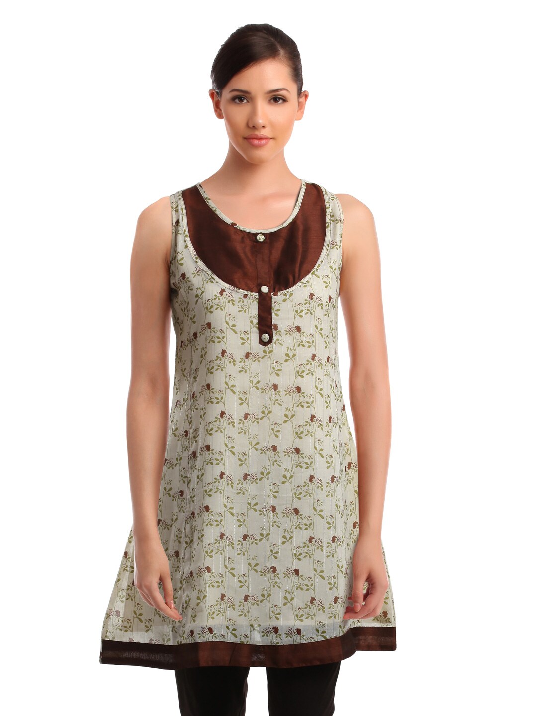 Ayaany Women Printed Cream Kurta