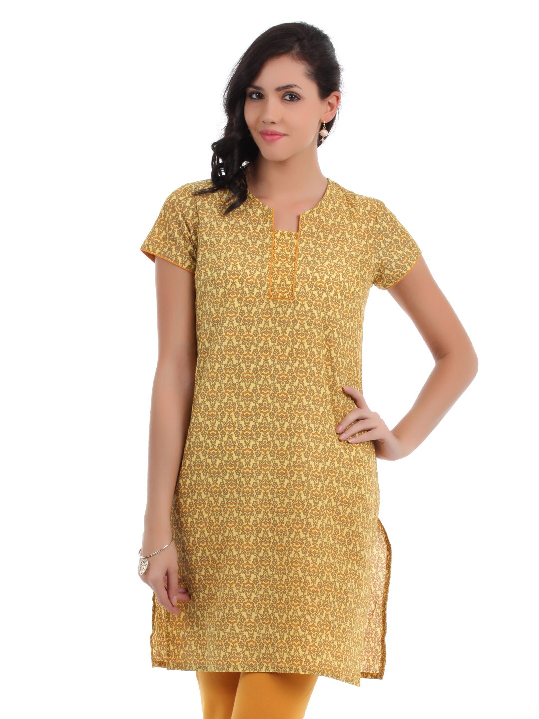 Vishudh Women Yellow Printed Kurta