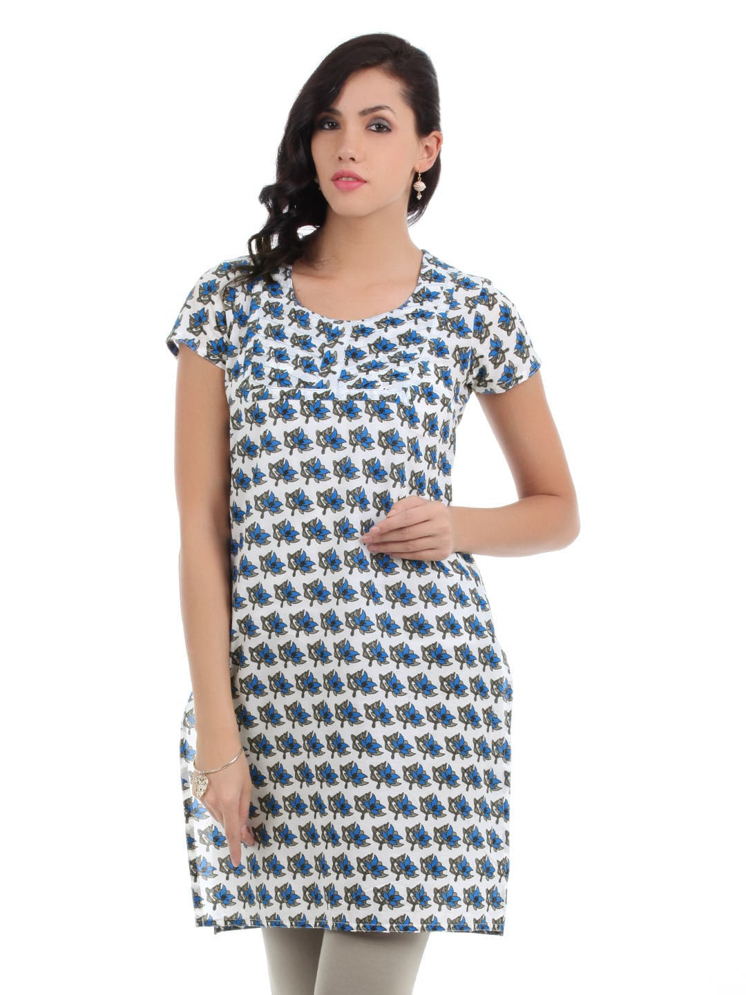 Vishudh Women White Printed Kurta