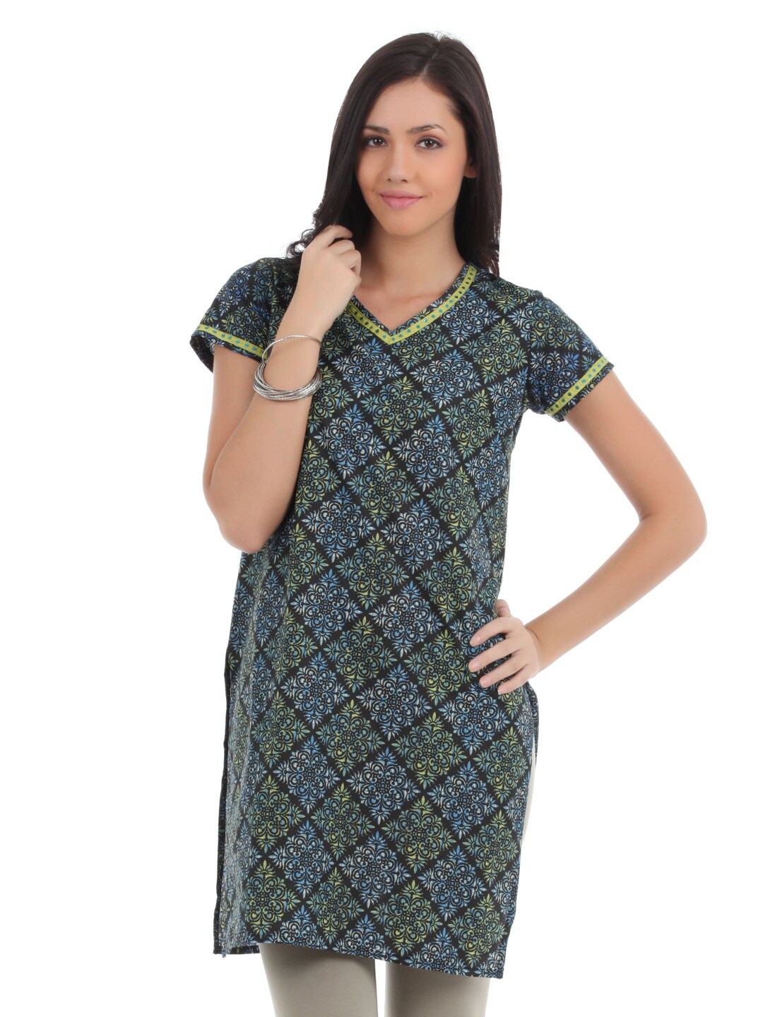 Vishudh Women Black Printed Kurta