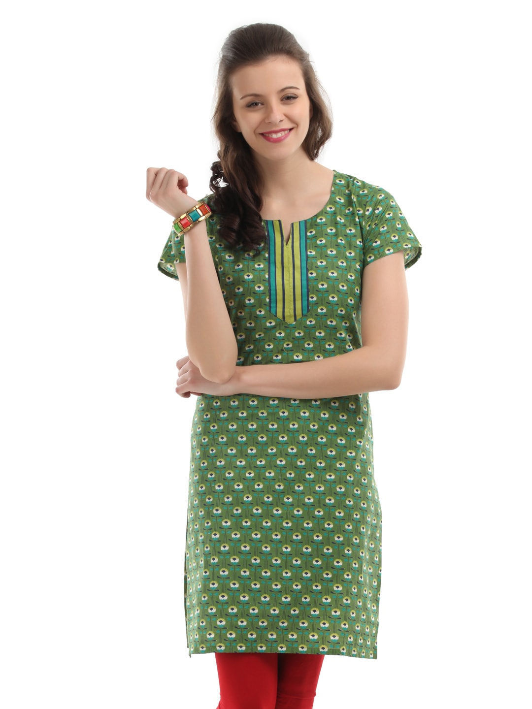 Vishudh Women Green Printed Kurta