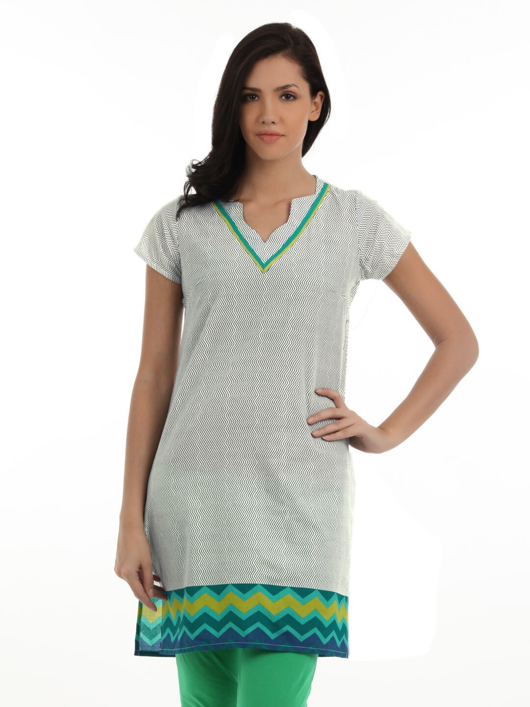 Vishudh Women White Printed Kurta