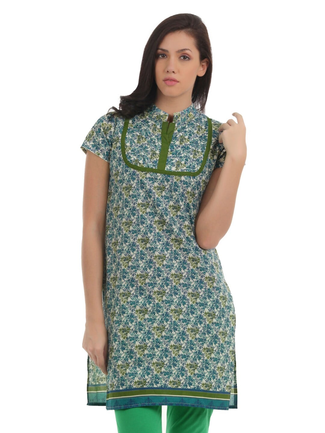 Vishudh Women Blue & Green Printed Kurta