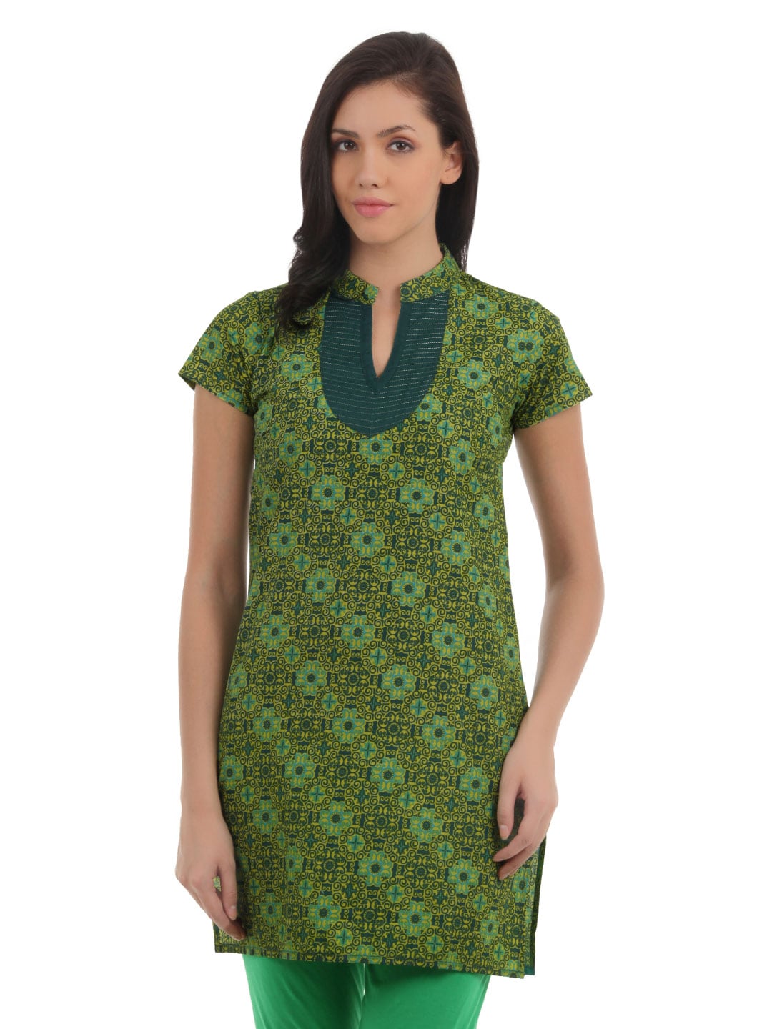 Vishudh Women Green Printed Kurta