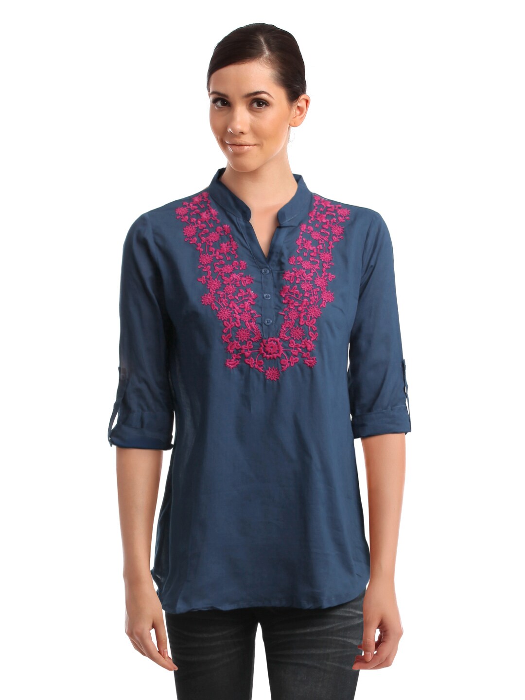 Mumbai Slang Women Blue Kurti