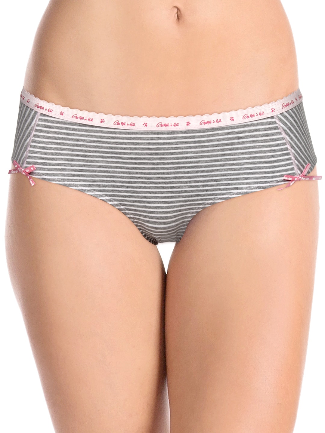 Garfield Women Grey Melange Striped Hipster Briefs GFA12-005