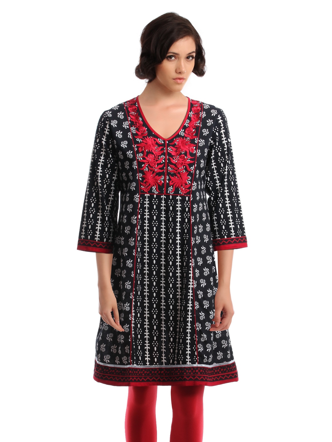 Global Desi Women Black Printed Kurta