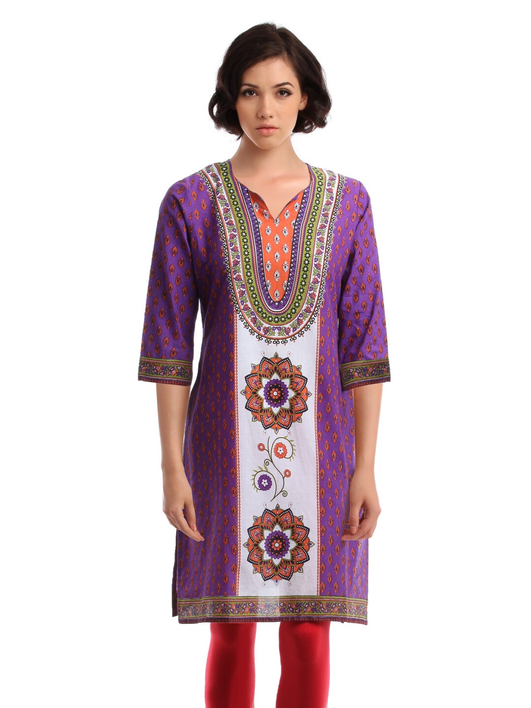 Global Desi Women Purple & White Kurta