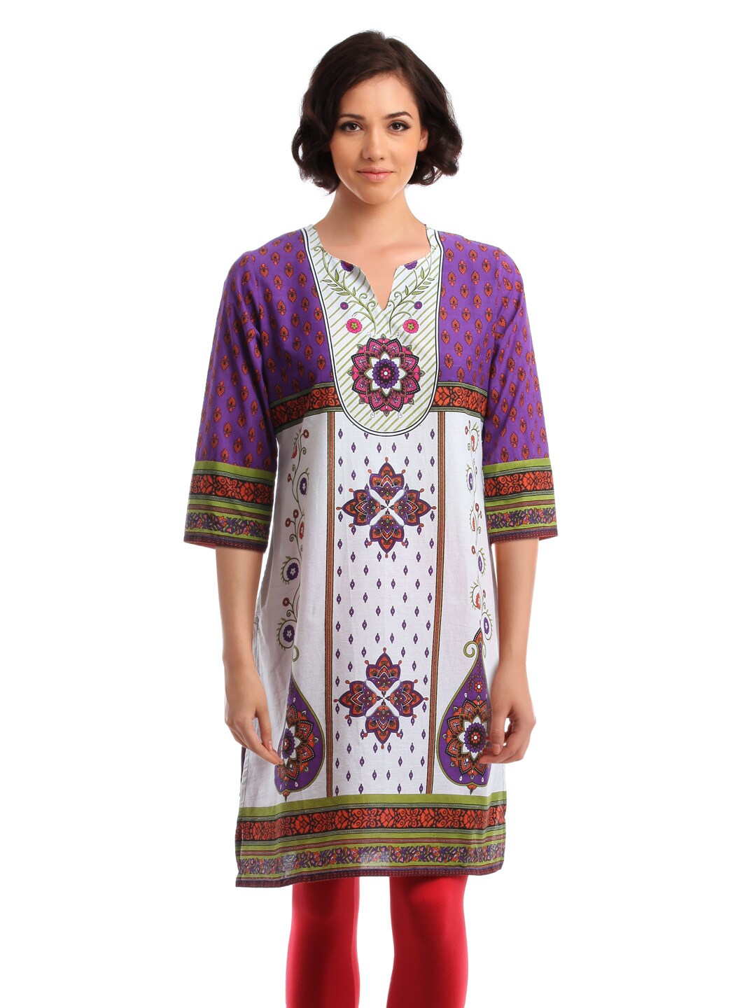 Global Desi Women Purple & White Kurta