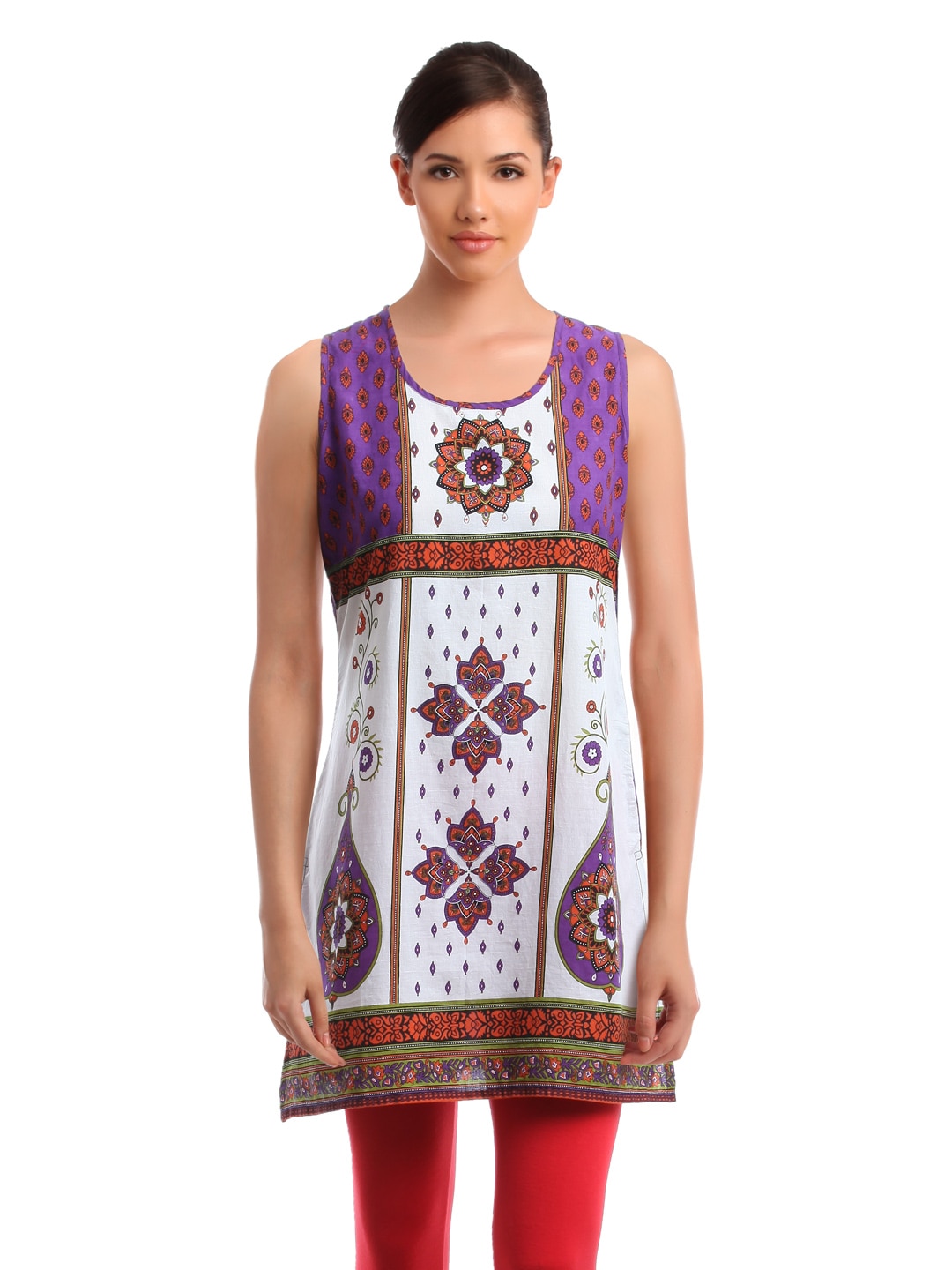 Global Desi Women Purple & White Kurta