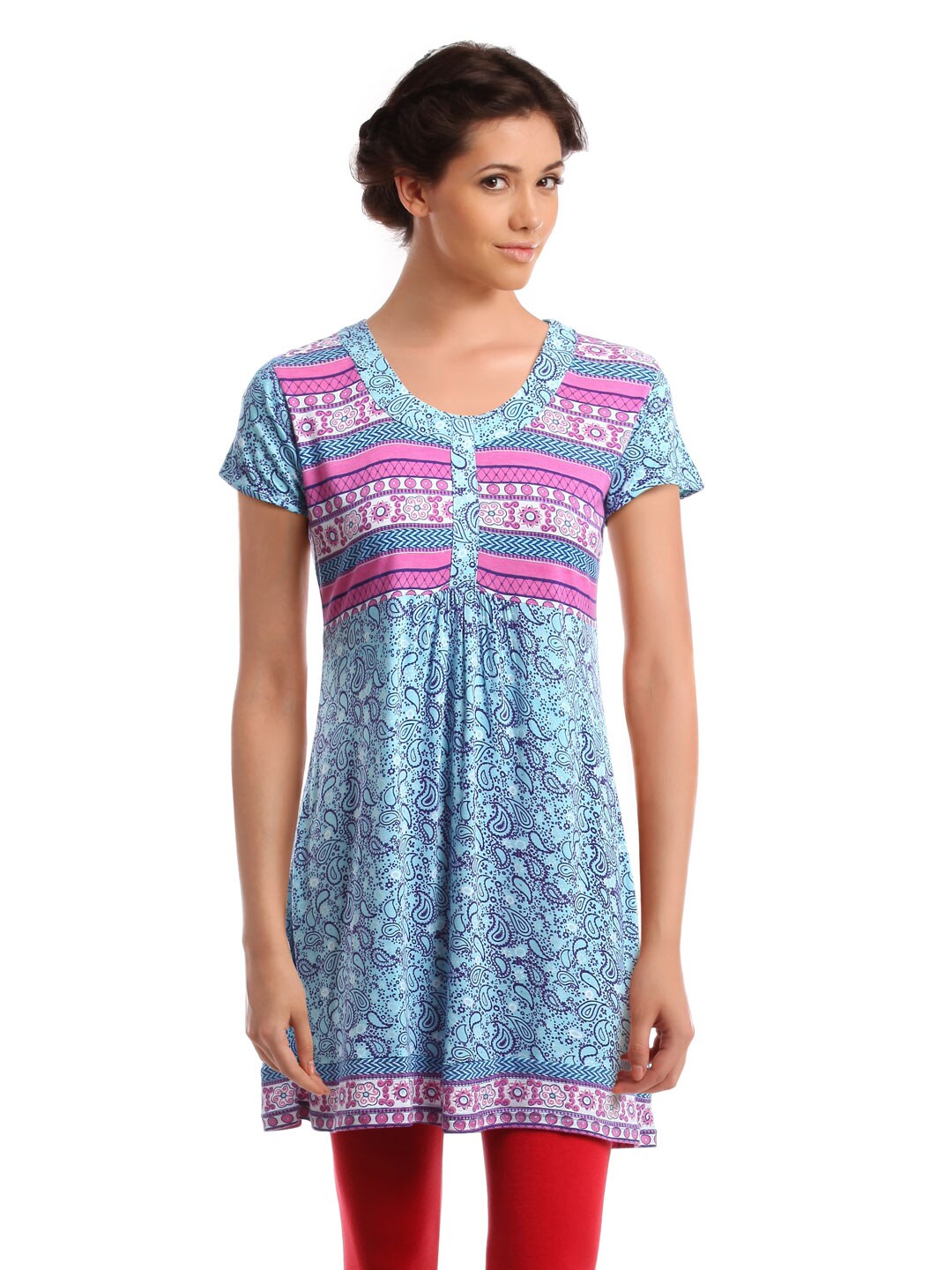 Global Desi Women Blue & Pink Tunic