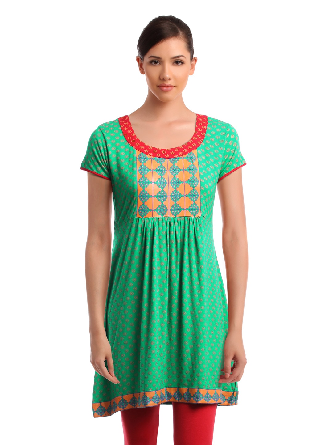 Global Desi Women Printed Green Tunic