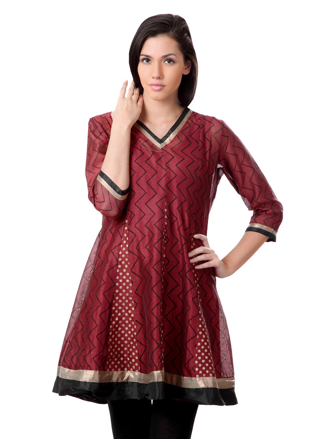 Sushilas Women Printed Maroon Kurta