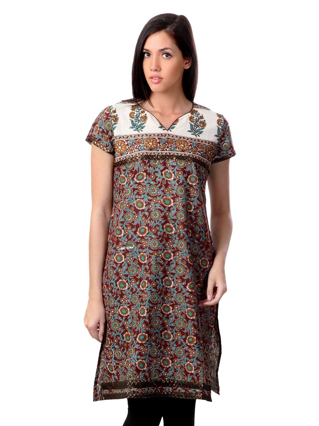 Sushilas Women Printed Maroon Kurta