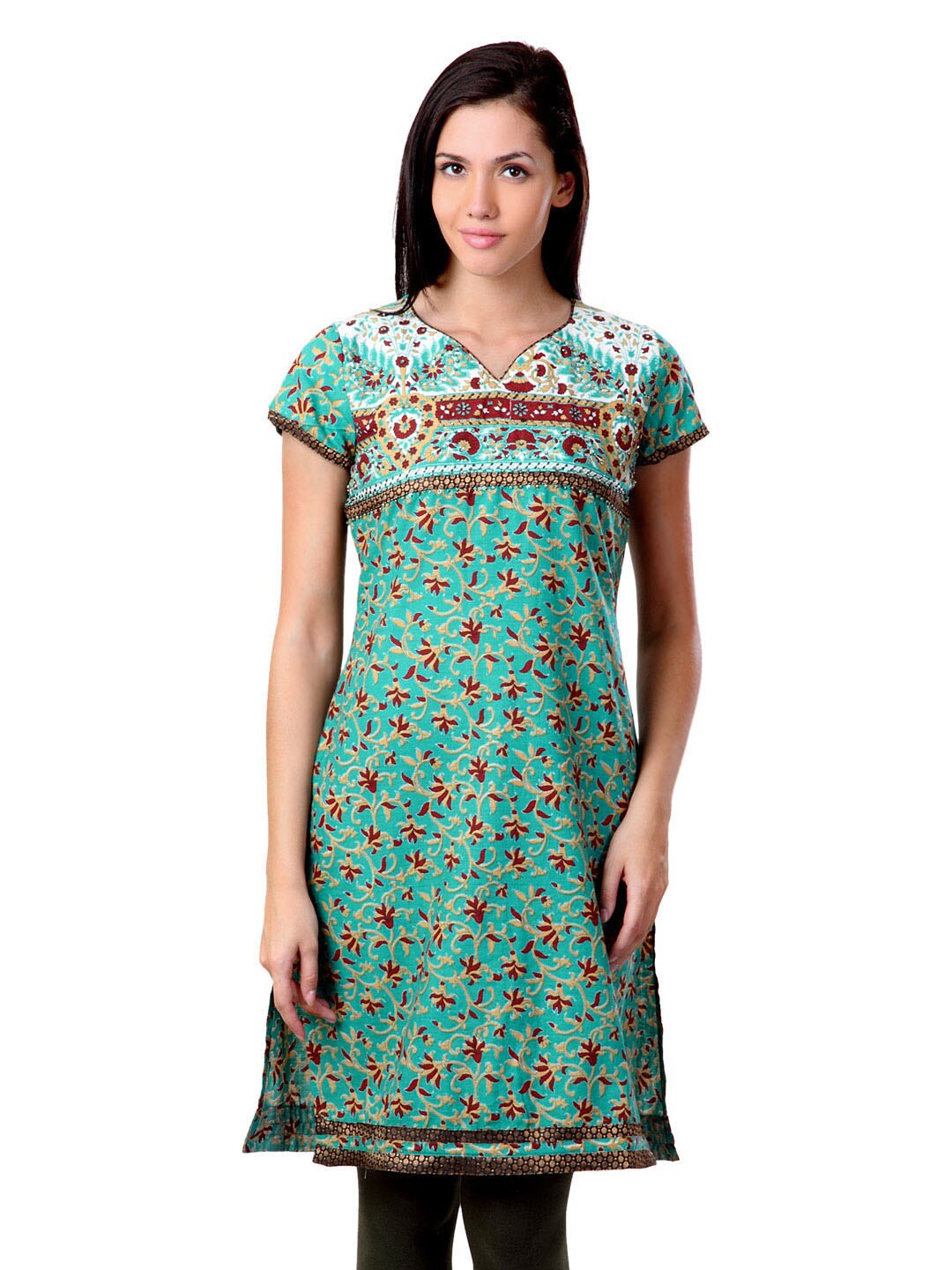 Sushilas Women Printed Green Kurta