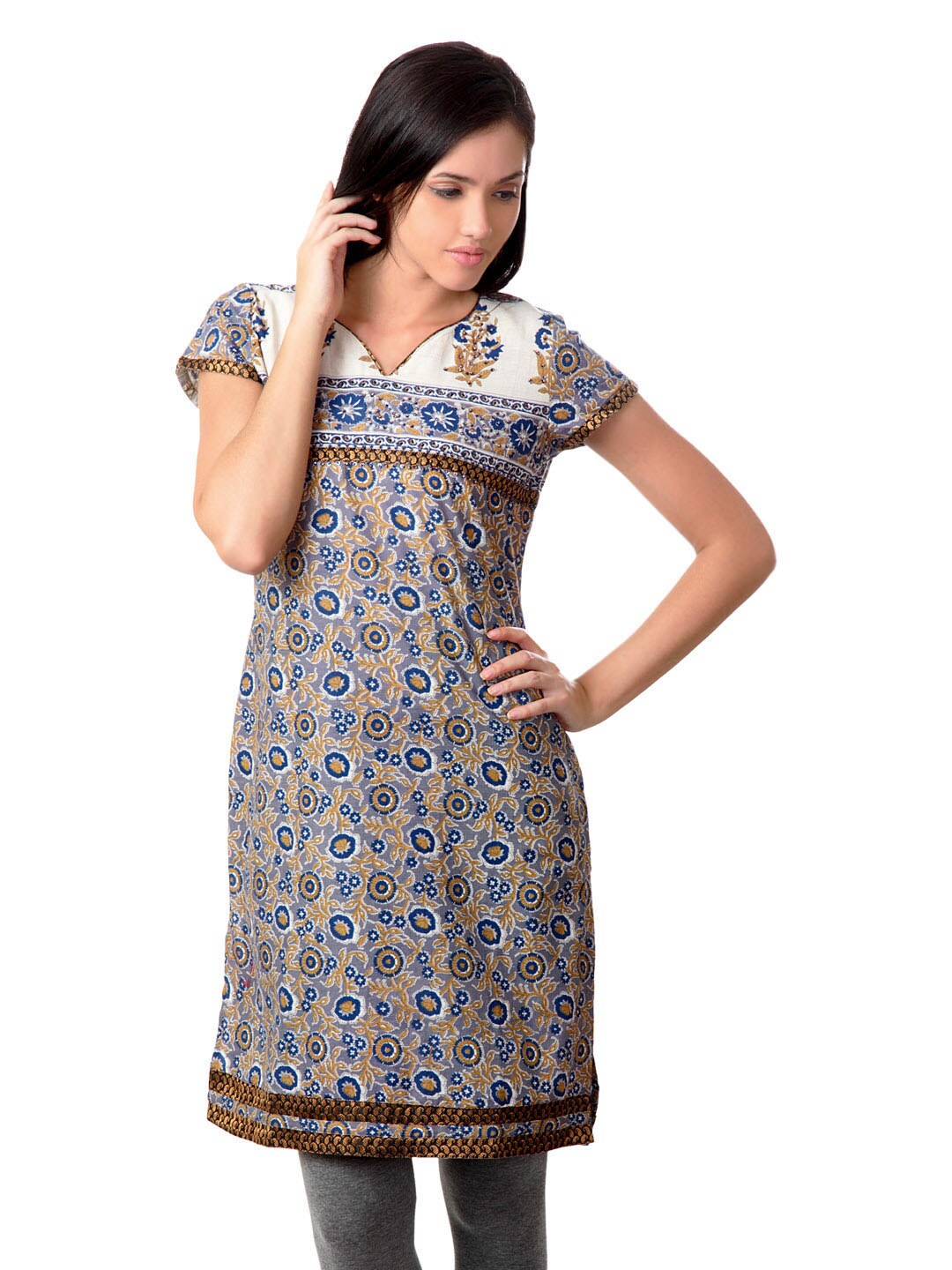 Sushilas Women Printed Grey Kurta