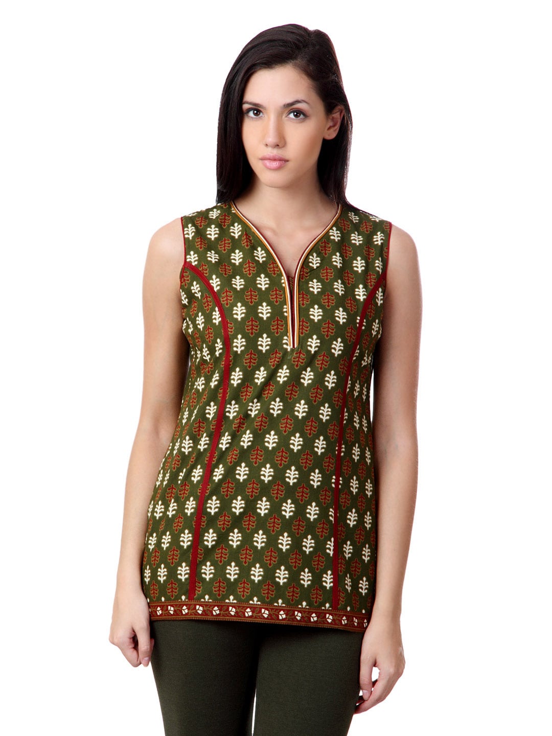 Sushilas Women Printed Green Kurti