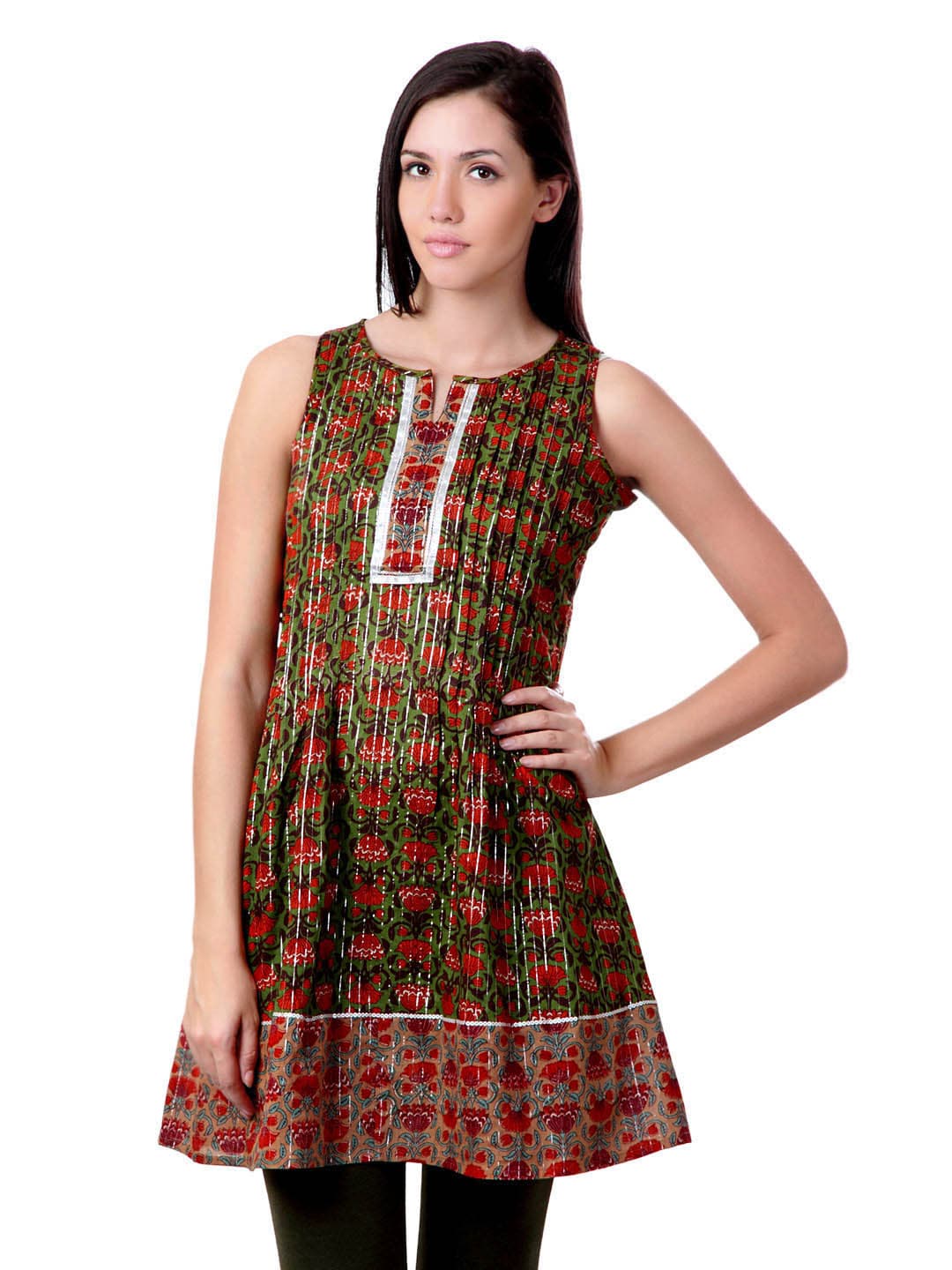 Sushilas Women Printed Green Kurta