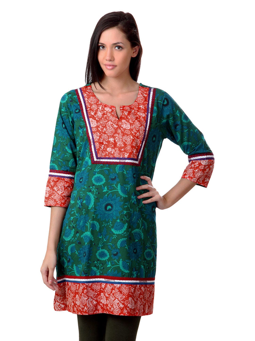 Sushilas Women Printed Green Kurta