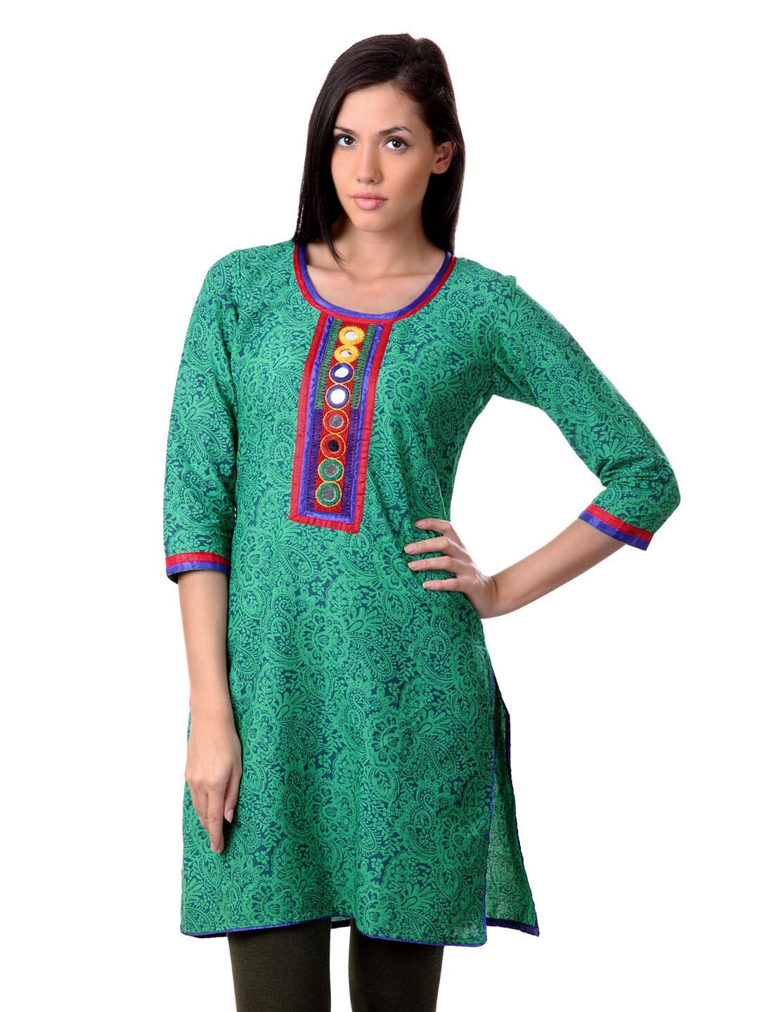 Sushilas Women Printed Green Kurta