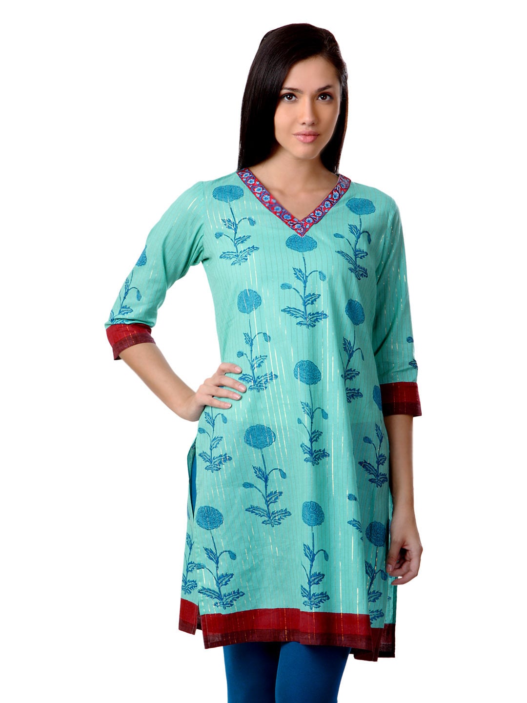 Sushilas Women Printed Green Kurta