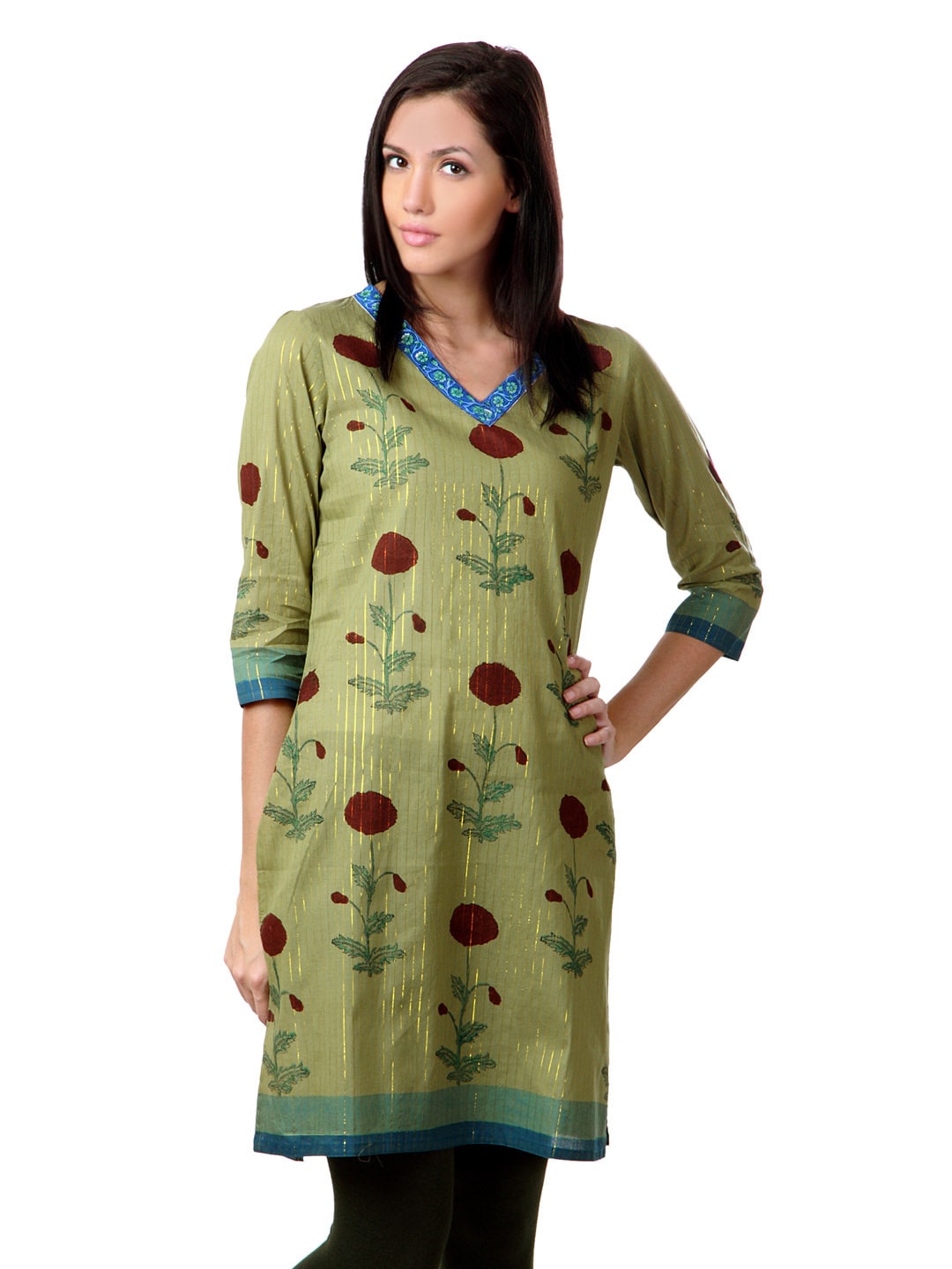 Sushilas Women Printed Green Kurta