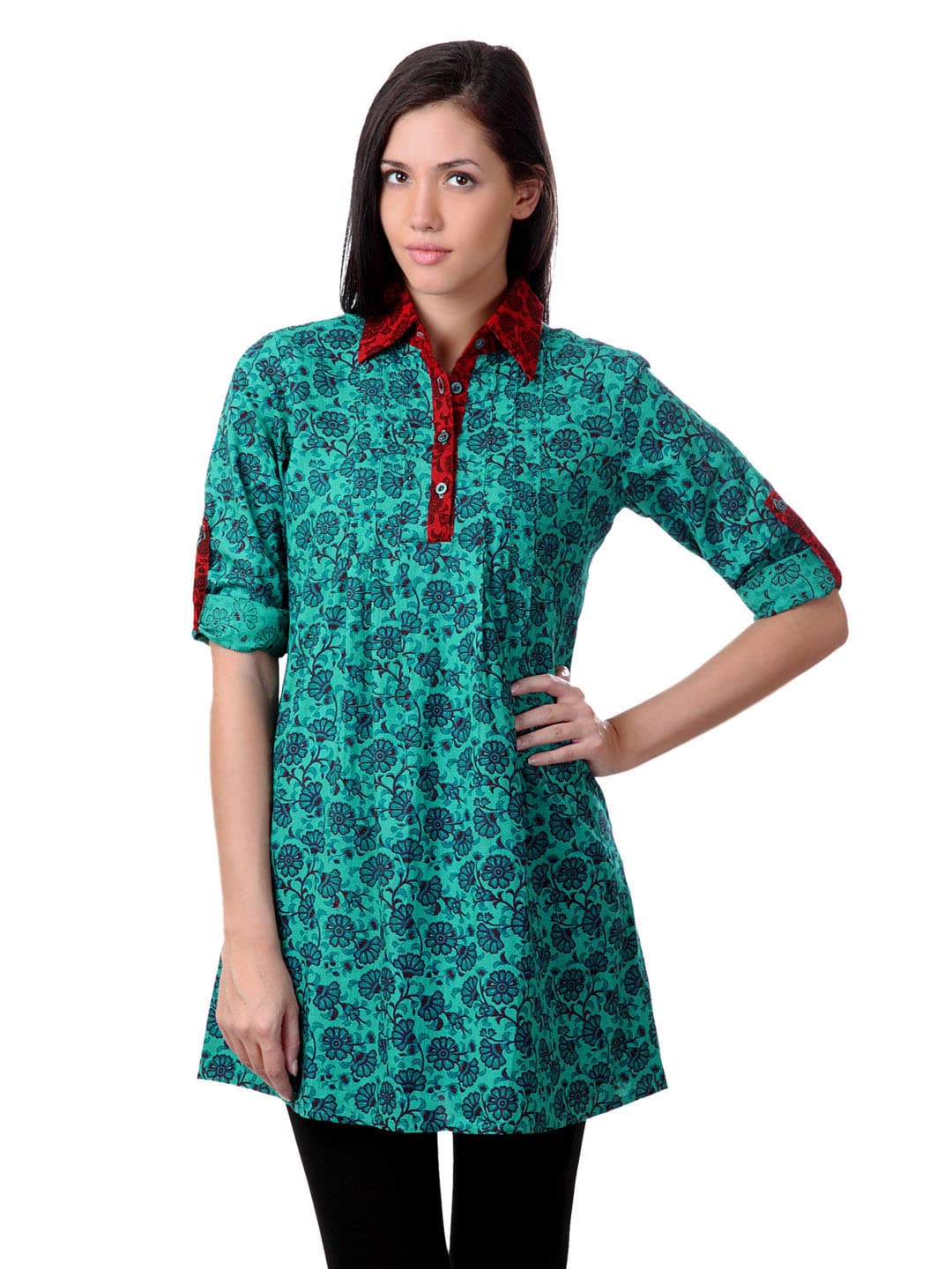 Sushilas Women Printed Green Kurta