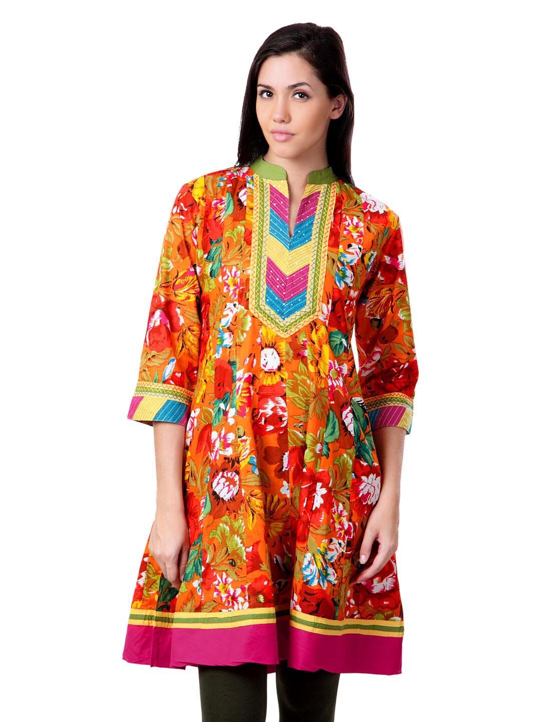 Sushilas Women Orange Printed Kurta