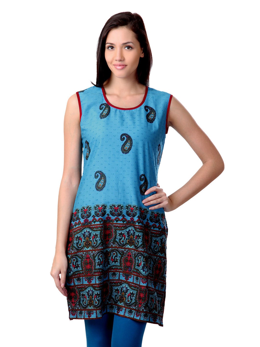 Sushilas Women Printed Blue Kurta