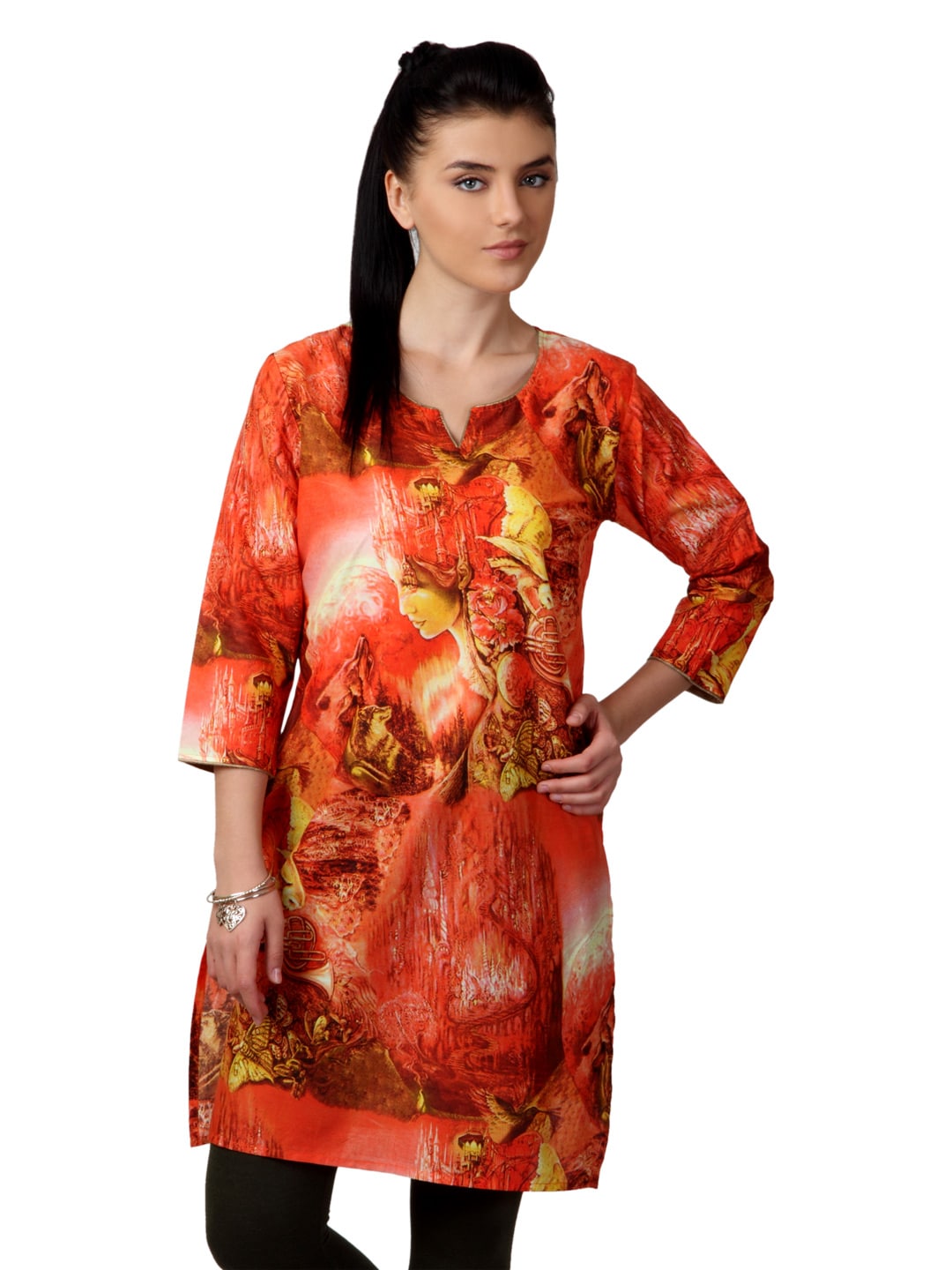 Shree Women Orange Printed Kurta