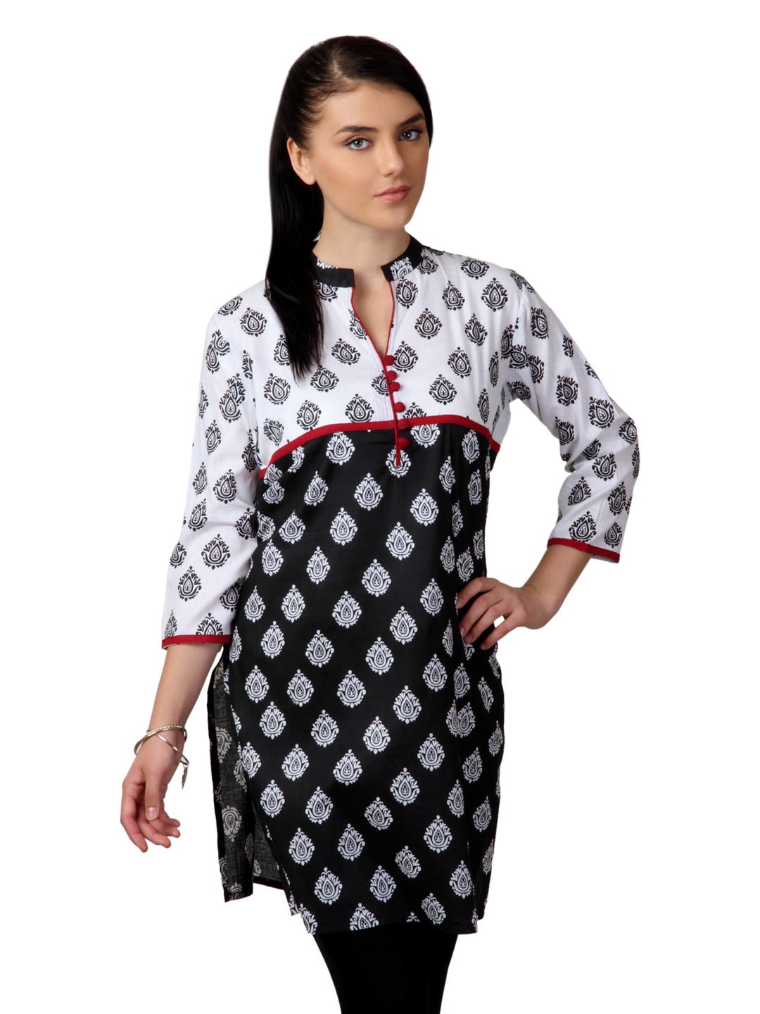 Shree Women Black and White Printed Kurta