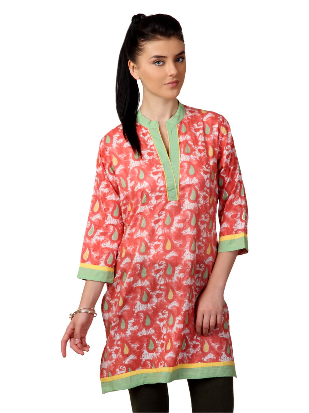 Shree Women Coral Coloured Printed Kurta